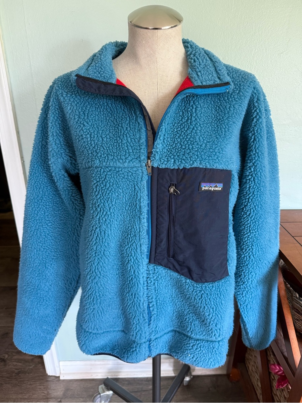 Patagonia Men’s Classic High Pile Retro X Blue Full Zip Jacket Size Medium